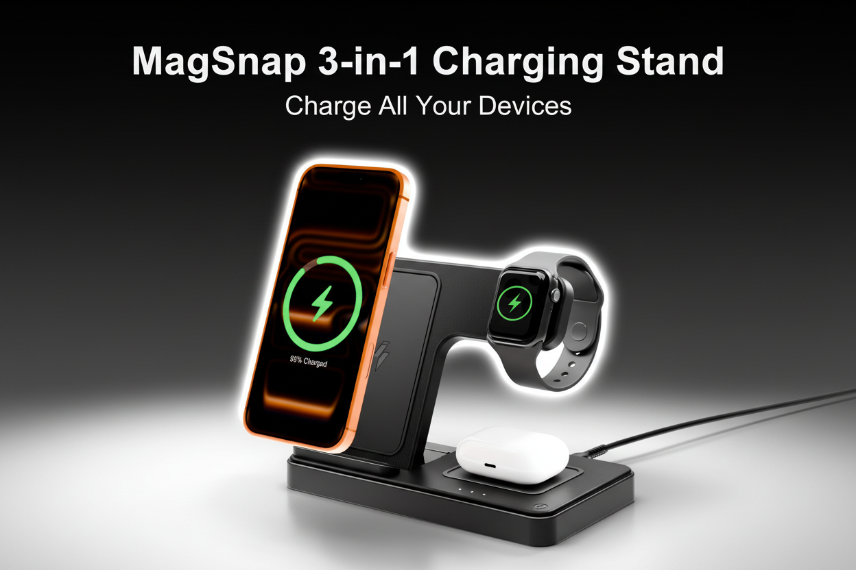 MagSnap 3-in-1 Charging Stand Banner - B&W